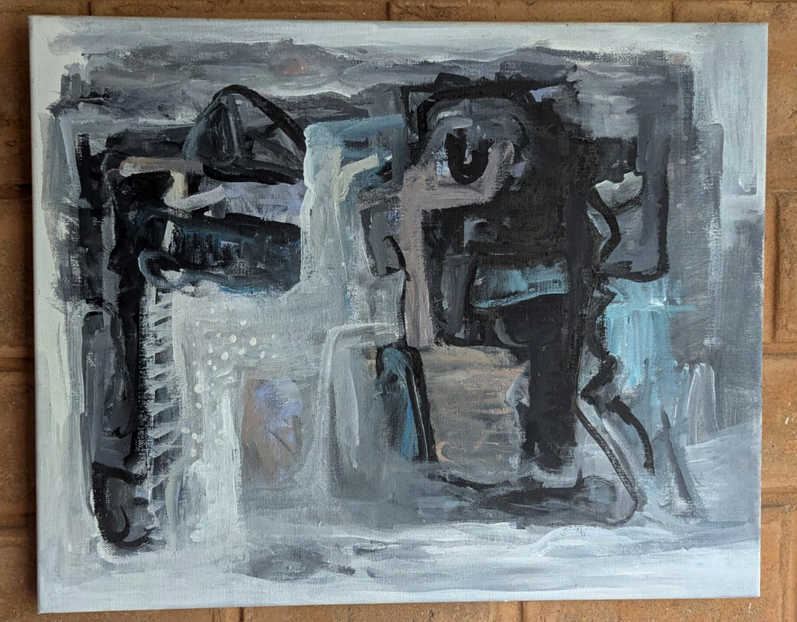 Figures in Grey (acrylic on canvas)